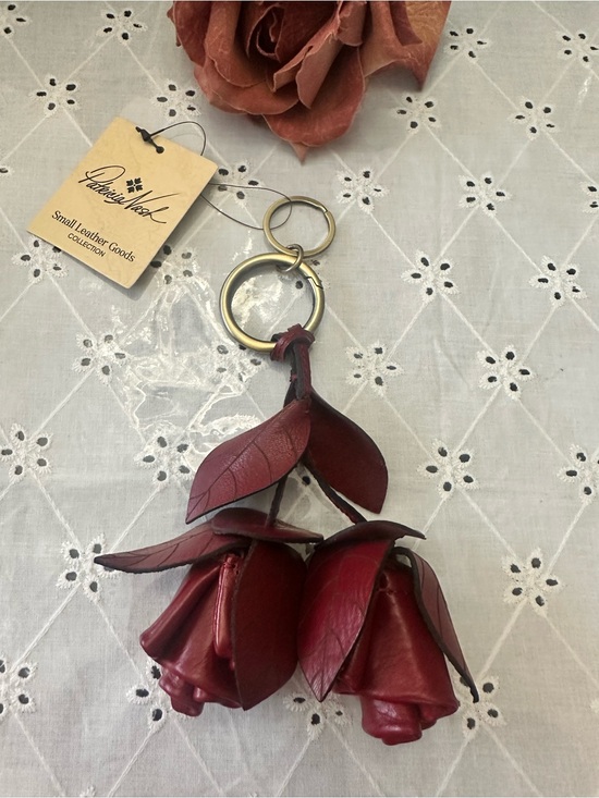 Patricia Nash Accessories - Gorgeous Patricia Nash Red Leather Rose Keychain-Handbag charm - Ruby Red